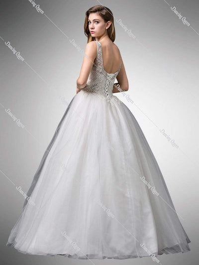 Dancing Queen Bridal - 105 Beaded V-Neck Wedding Dress Special Occasion Dress