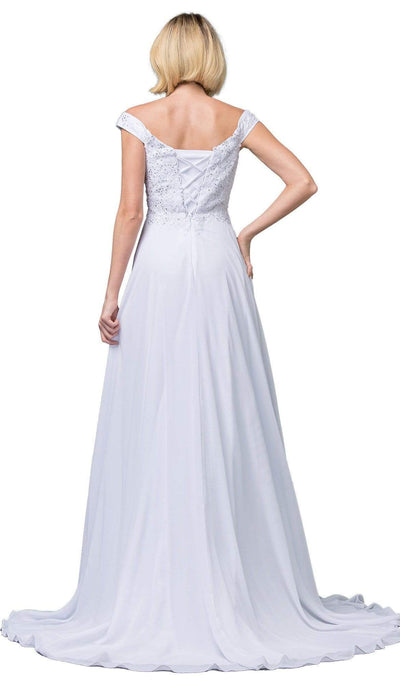 Dancing Queen Bridal - 137 Embellished Off-Shoulder A-line Gown Wedding Dresses