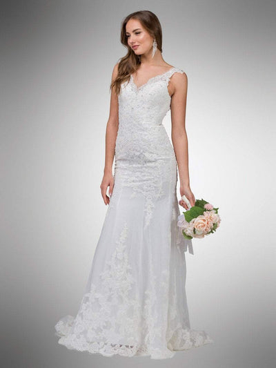 Dancing Queen Bridal - 20 Deep V Back Lace Wedding Dress Bridal Dresses XS / Off White