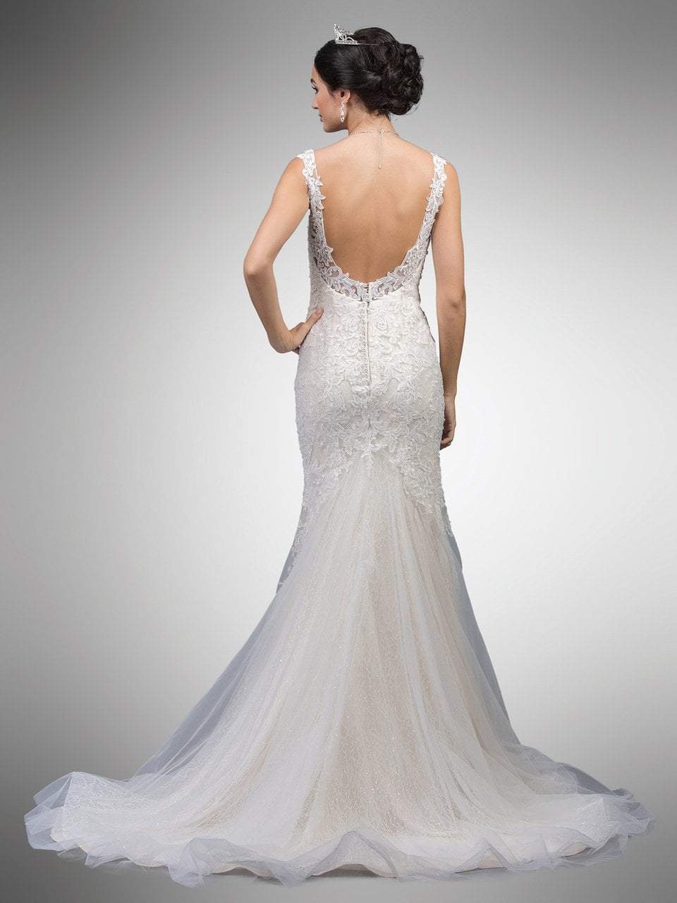 Dancing Queen Bridal - 35 Lace Appliqued Trumpet Bridal Dress Special Occasion Dress