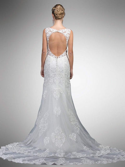Dancing Queen Bridal - 45 Lace Embroidered V-neck Gown With Train Bridal Dresses