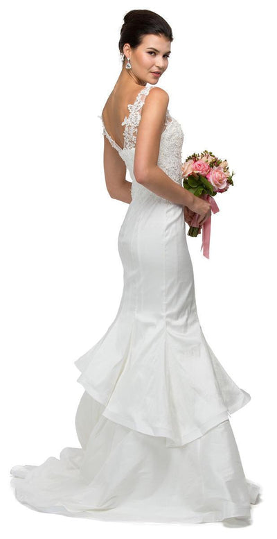 Dancing Queen Bridal - 9457 V-Neck Mermaid Formal Dress Wedding Dresses
