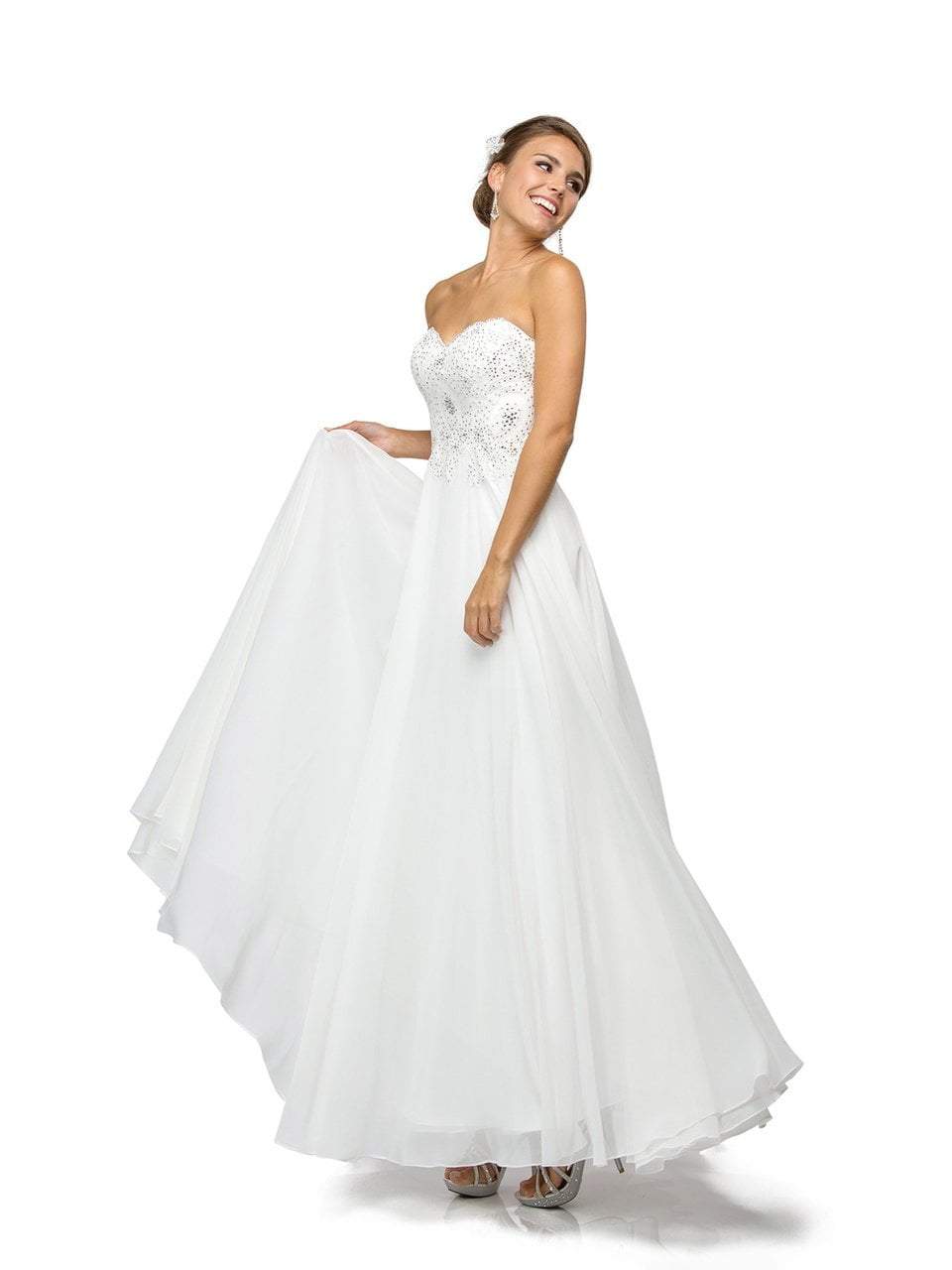 Dancing Queen Bridal - 9502 Stunning Bead Encrusted Sweetheart Chiffon Ball Gown Special Occasion Dress