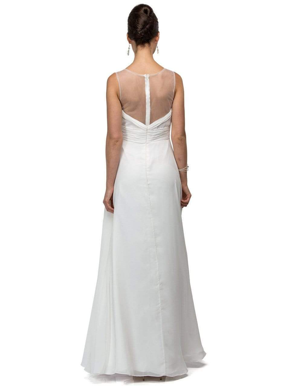 Dancing Queen Bridal - 9539 Sophisticated Ruched V-Neck Chiffon A-line Dress Wedding Dresses