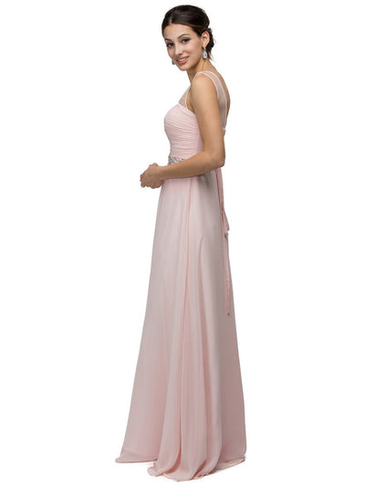 Dancing Queen Bridal - 9541 Ruched Illusion Sweetheart Jewel-banded Chiffon A-line Dress Bridesmaid Dresses XS / Blush