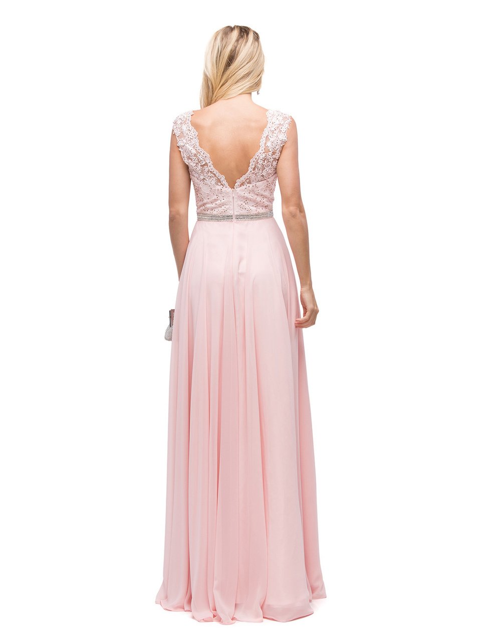 Dancing Queen Bridal - 9675 Illusion-Lace Bodice Chiffon A-Line Dress Bridesmaid Dresses