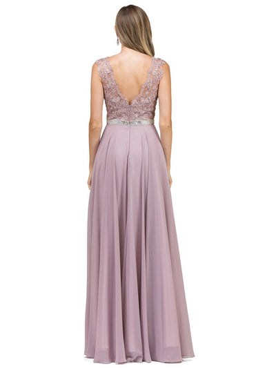 Dancing Queen Bridal - 9675 Illusion-Lace Bodice Chiffon A-Line Dress Bridesmaid Dresses