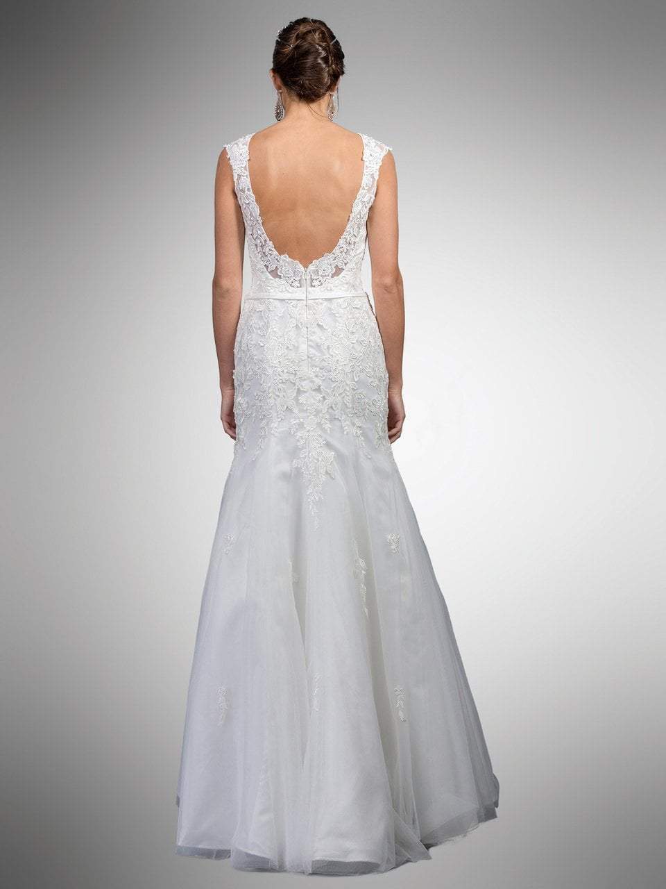 Dancing Queen Bridal - A7000 Lace Applique Illusion Bateau Trumpet Gown Special Occasion Dress
