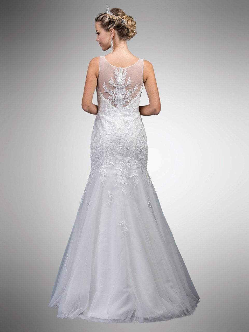 Dancing Queen Bridal - A7001 Sleeveless Beaded Lace Trumpet Gown Bridal Dresses