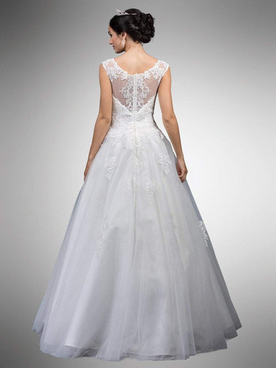 Dancing Queen Bridal - A7002 Embellished Lace Illusion Bateau Ballgown Bridal Dresses
