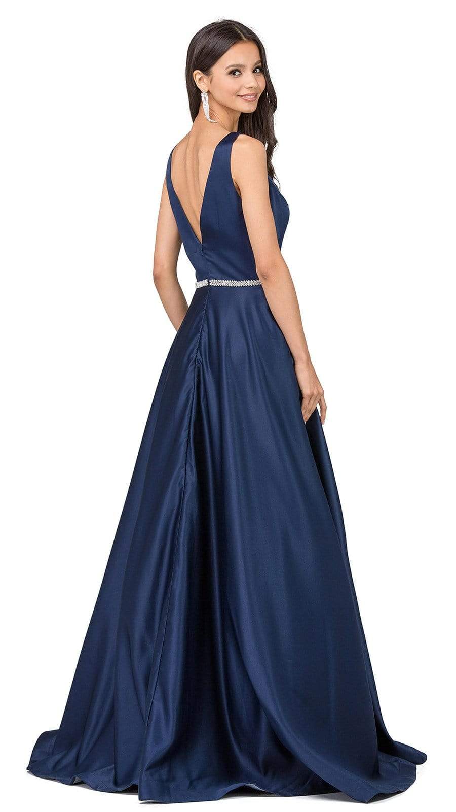 Dancing Queen Bridal - Plunging V-neck Satin Prom Dress 9754 - 1 pc Off White In Size 3XL Available CCSALE