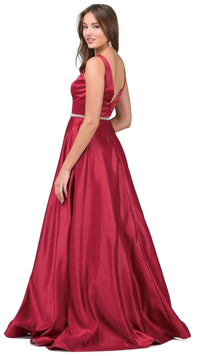 Dancing Queen Bridal - Plunging V-neck Satin Prom Dress 9754 - 1 pc Off White In Size 3XL Available CCSALE
