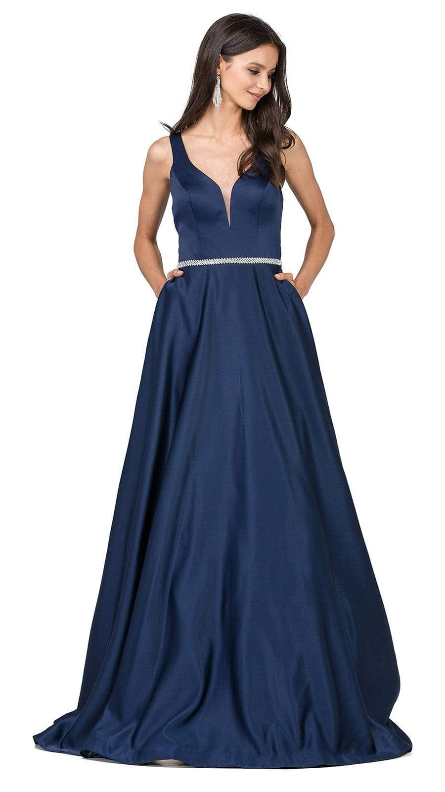 Dancing Queen Bridal - Plunging V-neck Satin Prom Dress 9754 - 1 pc Off White In Size 3XL Available CCSALE
