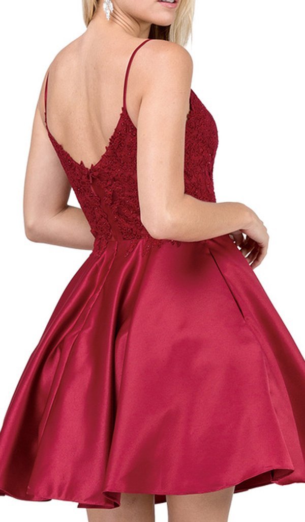 Dancing Queen - Jeweled Lace Bodice Homecoming Dress 3037 - 1 Pc Burgundy in Size 3XL Available CCSALE