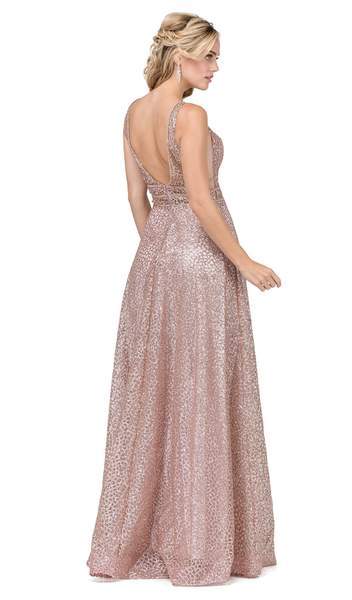 Dancing Queen - V Neckline Sleeveless Illusion Panel A-Line Gown 2488 - 1 pc Silver in Size M Available CCSALE