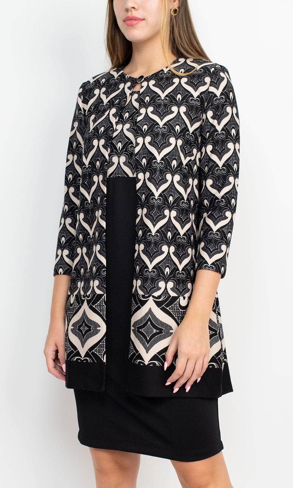 Danny & Nicole 27144M - Knee-Length Knit Sheath Dress - Jacket, Sleeveless, Back Zipper Closure ADASA Danny & Nicole 27144M - Knee-Length Knit Sheath Dress - Jacket, Sleeveless, Back Zipper Closure ADASA