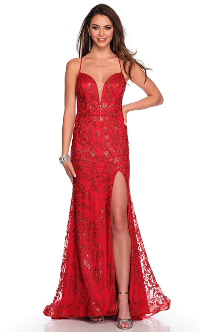 Dave & Johnny 11203 - Cutout Back Glitter Prom Gown Special Occasion Dress 00 /  Red