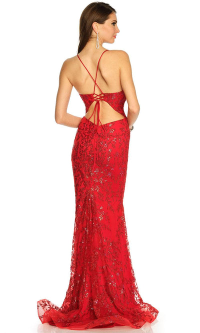 Dave & Johnny 11203 - Cutout Back Glitter Prom Gown Special Occasion Dress