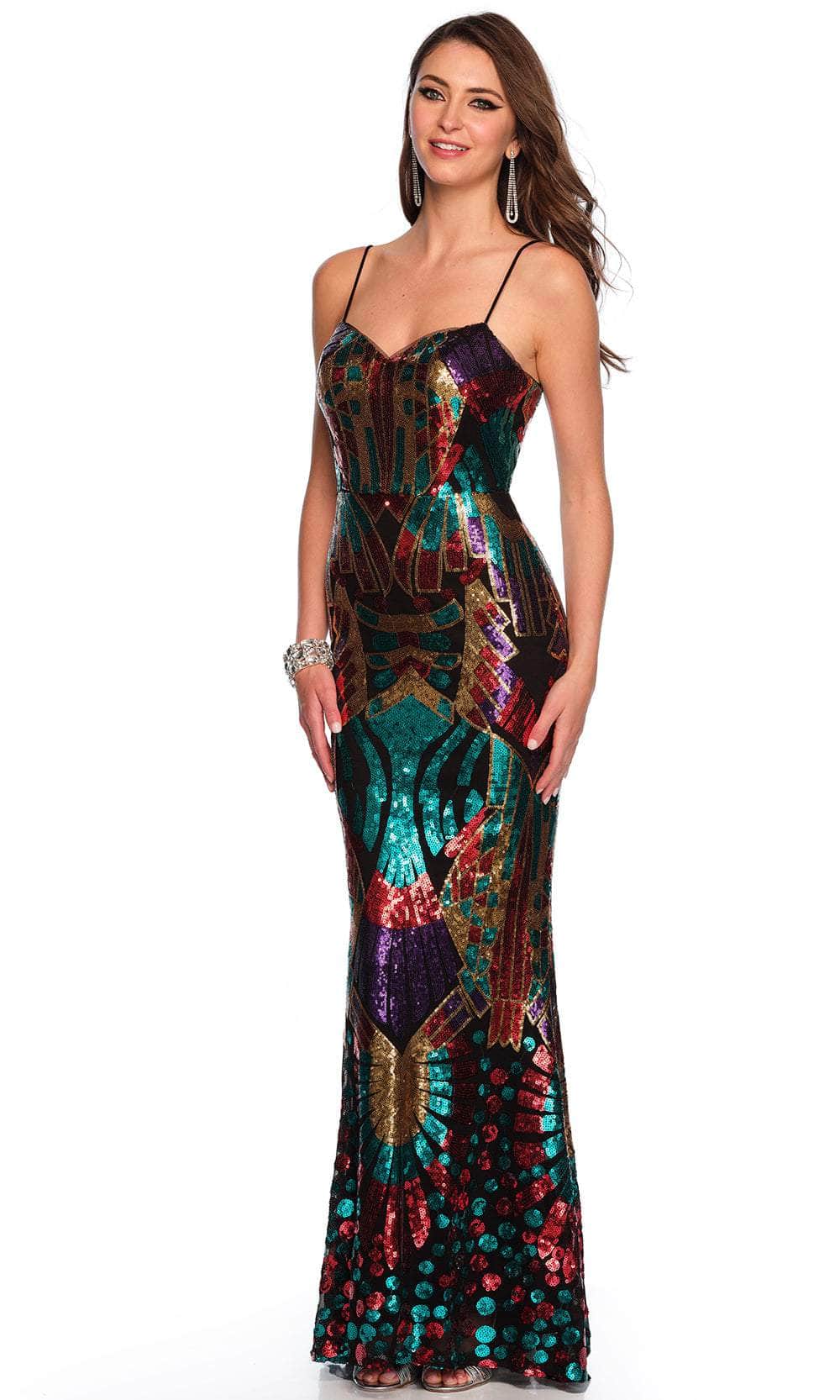 Dave & Johnny 11276 - Multicolor Sequin Prom Gown Special Occasion Dress 00 /  Black Multi