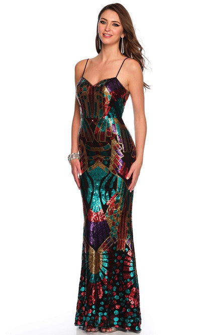 Dave & Johnny 11276 - Multicolor Sequin Prom Gown Special Occasion Dress 00 /  Black Multi