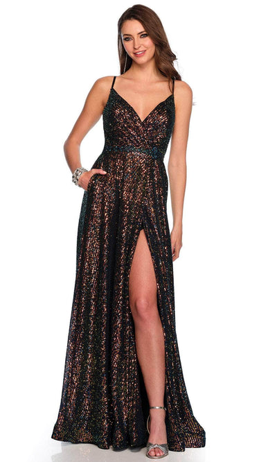 Dave & Johnny 11278 - Sequined A-Line Prom Gown Special Occasion Dress 00 /  Black