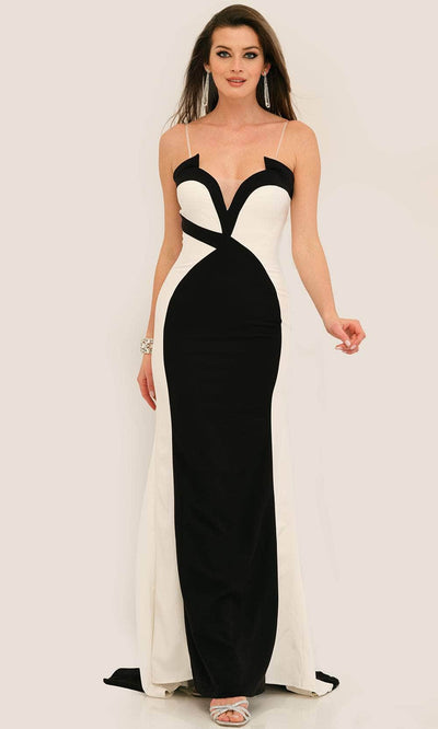 Dave & Johnny 11296 - Two Tone Sheath Prom Gown Special Occasion Dress 00 /  Black