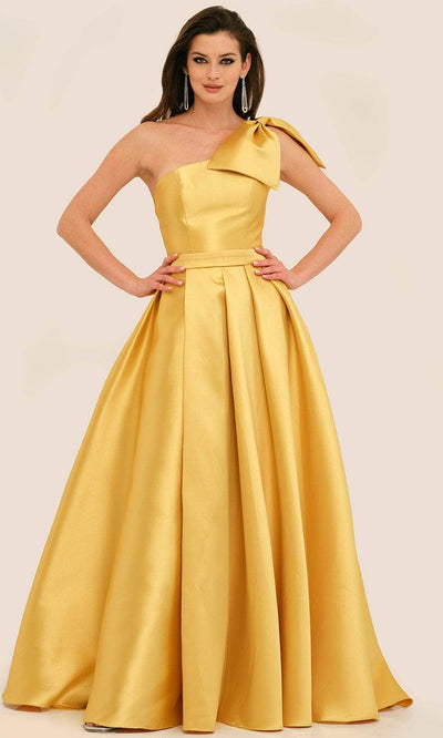 Dave & Johnny 11337 - Pleated A-Line Formal Gown Special Occasion Dress 00 /  Mustard