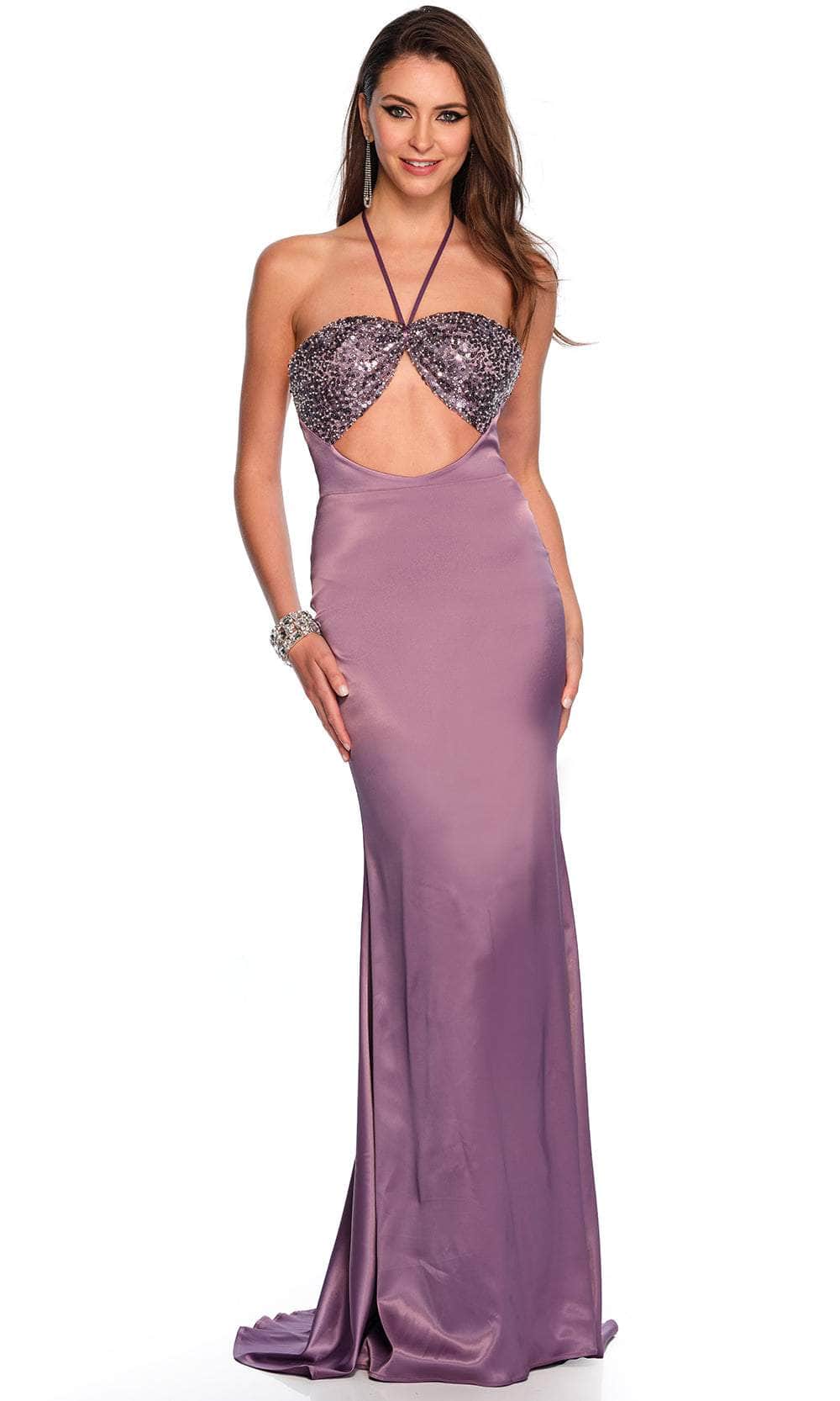 Dave & Johnny 11393 - Sequin Cut-Out Gown Special Occasion Dress 00 /  Purple