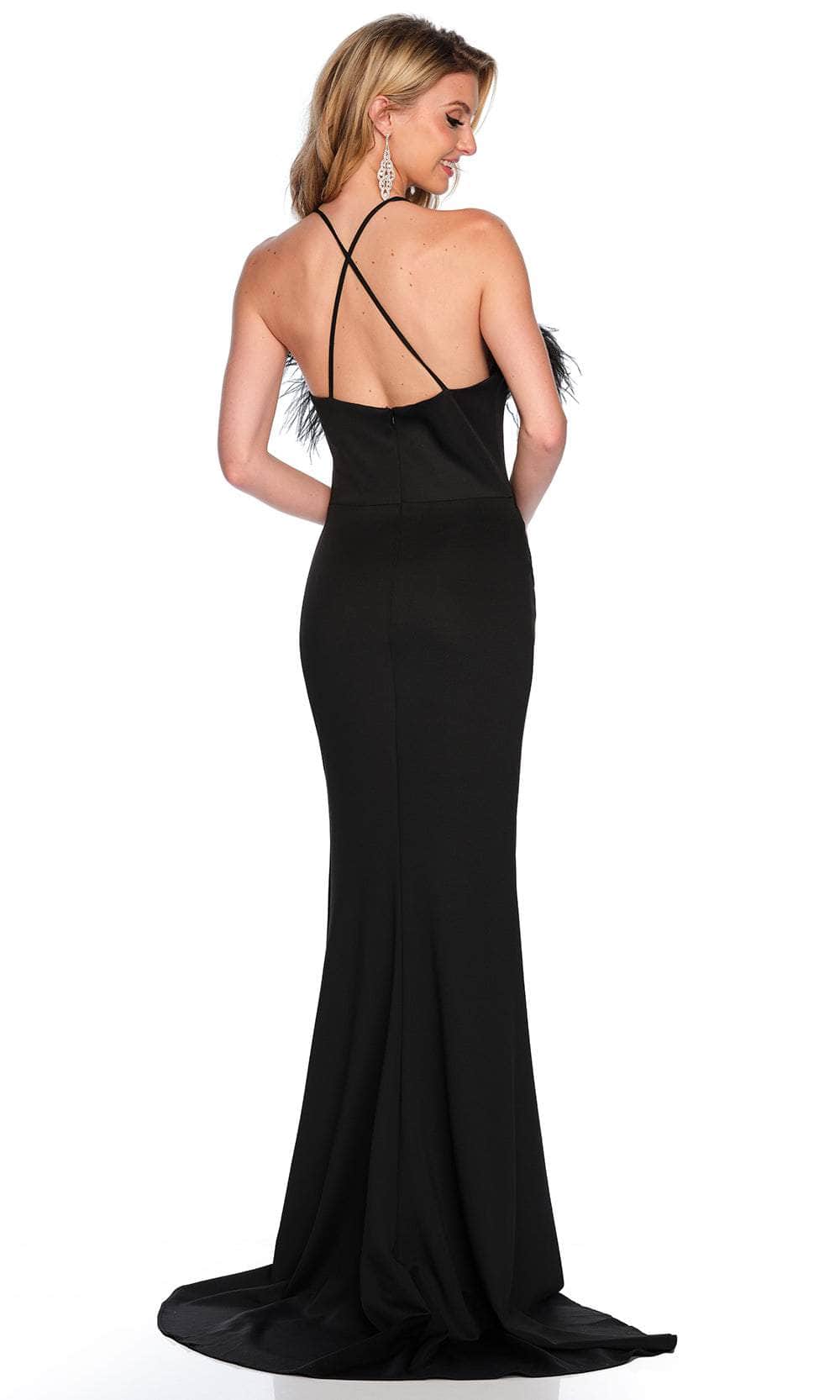 Dave & Johnny 11430 - Sleeveless Feather Detailed Gown Special Occasion Dress