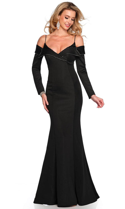Dave & Johnny 11434 - Scuba Trumpet Gown Special Occasion Dress 00 /  Black