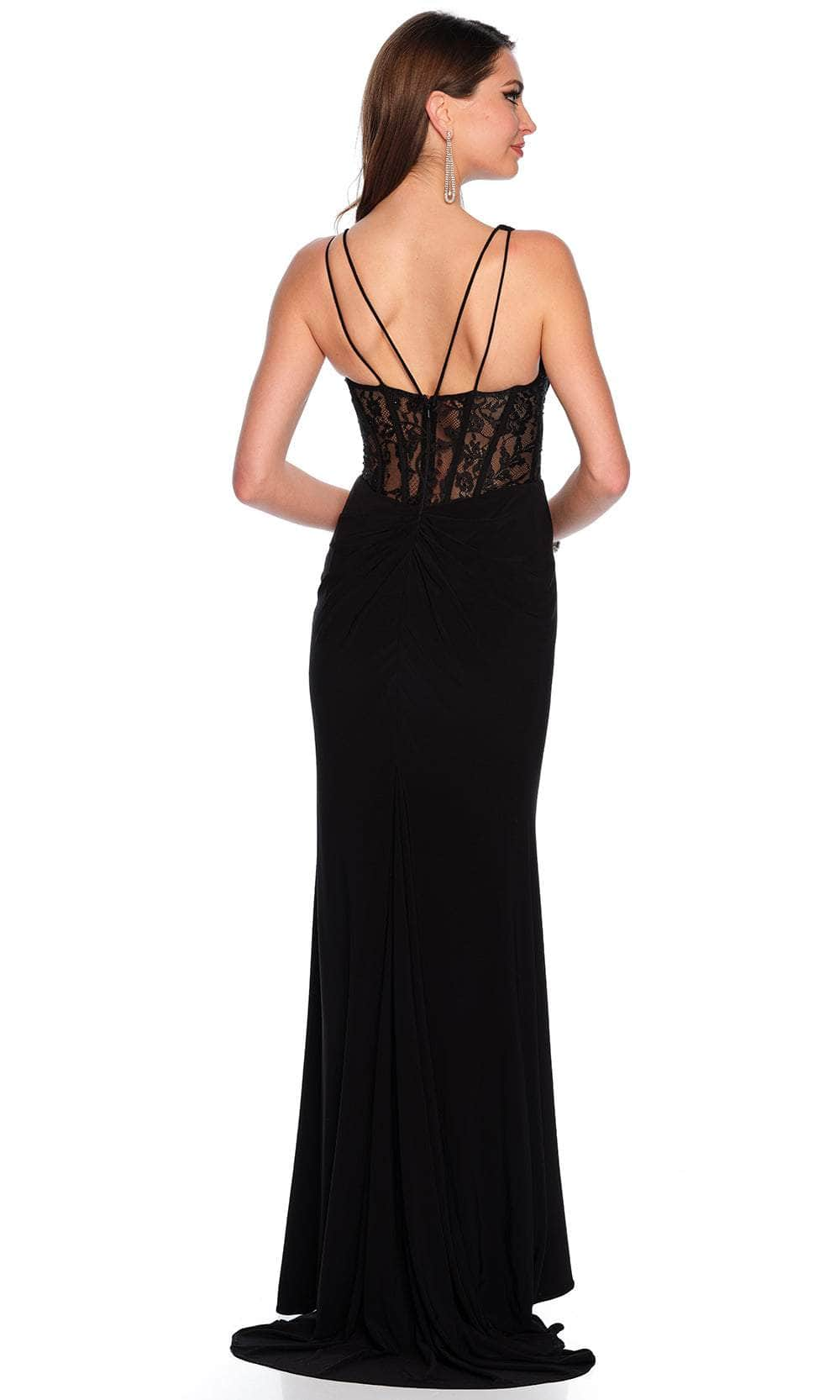 Dave & Johnny 11450 - V-Neck Corset Gown Special Occasion Dress 00 /  Black