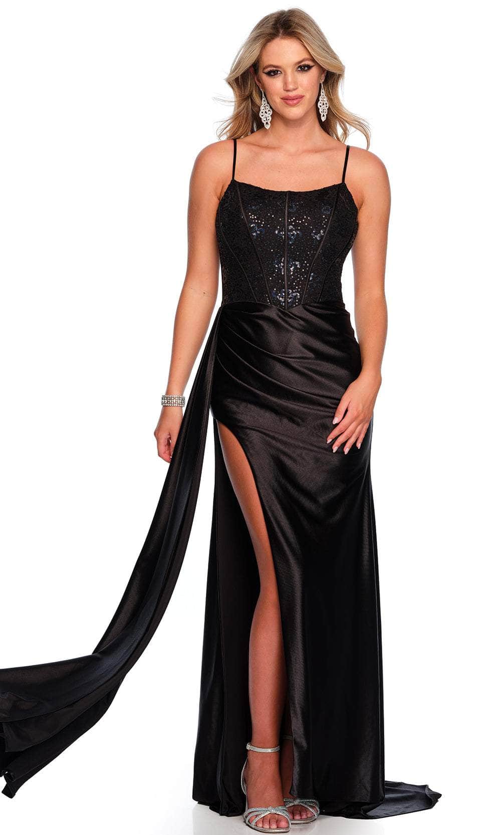 Dave & Johnny 11458 - Sleeveless Scoop Neck Gown Special Occasion Dress 00 /  Black