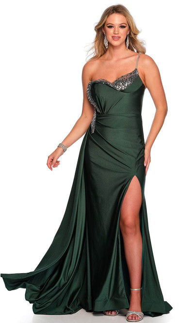 Dave & Johnny 11494 - Fold Over Asymmetric Prom Gown Special Occasion Dress 00 /  Emerald