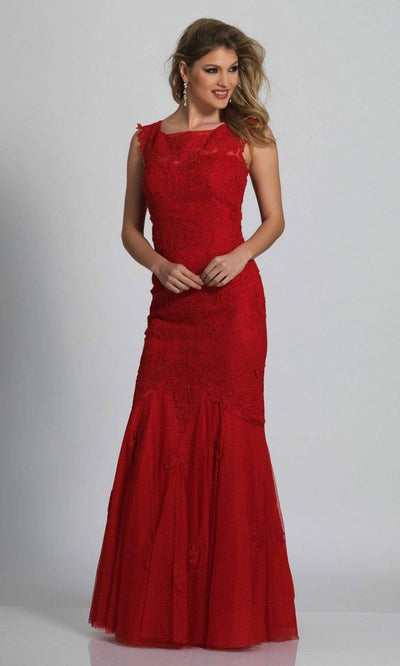 Dave & Johnny - Lace Ornate Tulle Trumpet Gown 1937SC In Red