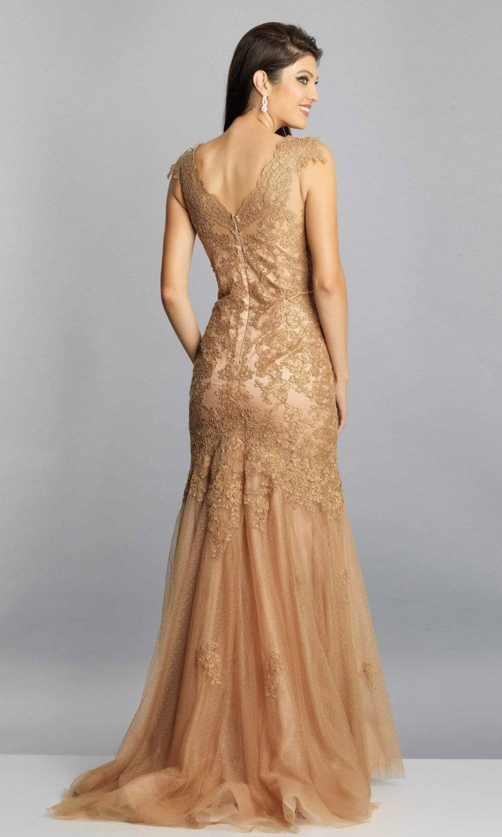 Dave & Johnny - Lace Ornate Tulle Trumpet Gown 1937SC