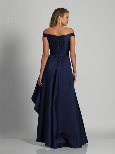 Dave & Johnny - Off-Shoulder High Low Gown A6218 CCSALE 6 / Navy Blue