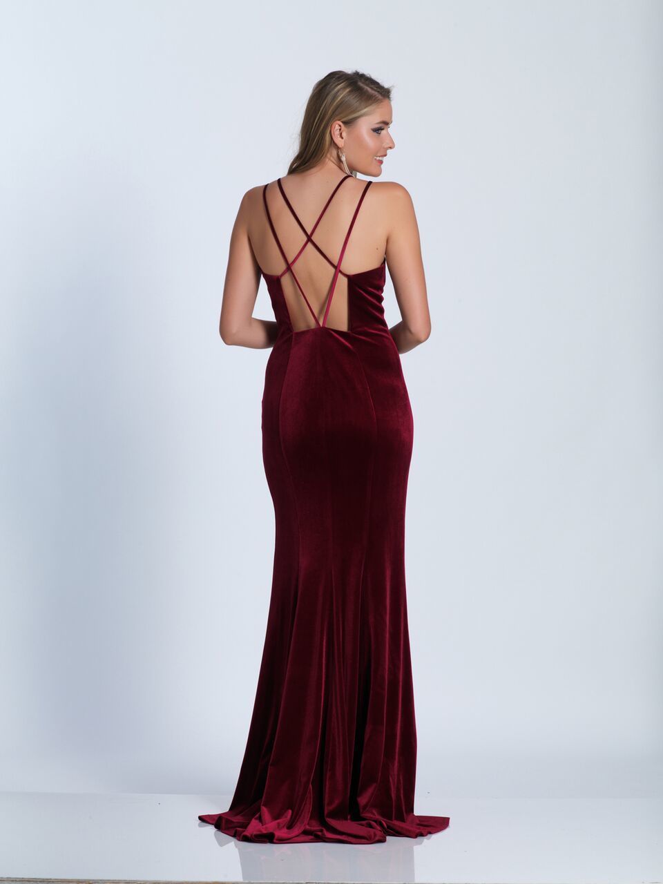 Dave & Johnny Strappy Fitted Gown with Slit 3582 - 1 pc Burgundy in Size 0 Available CCSALE 0 / Burgundy
