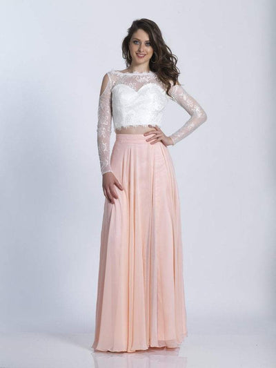 Dave & Johnny Two-Piece Long Sleeve Illusion Lace Gown 3472 - 1 pc Black in Size 8 Available CCSALE 8 / Black