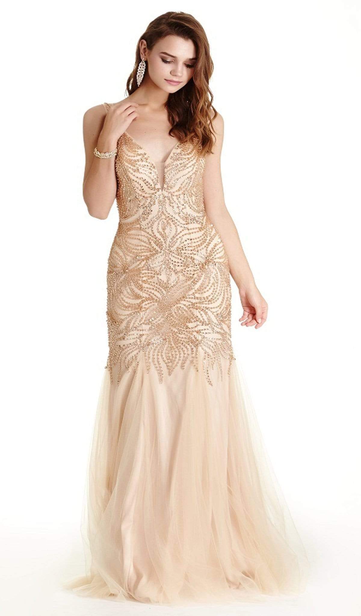 Dazzling Deep V-neck Trumpet Prom Dress Dress