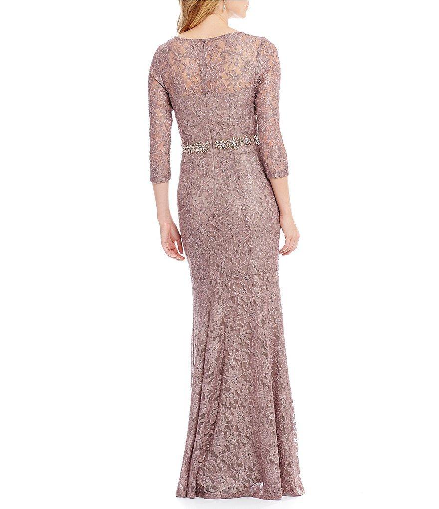 Decode 1.8 Long Sleeves Lace Evening Gown 184138 CCSALE 16 / Taupe