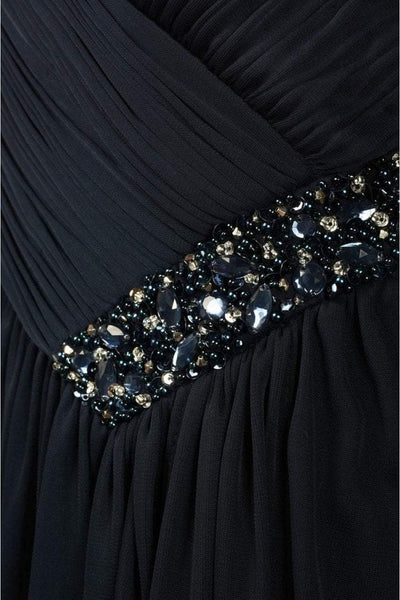 Decode 1.8 - 181489 Surplice Ruched V-Neck Jeweled Chiffon Gown in Blue