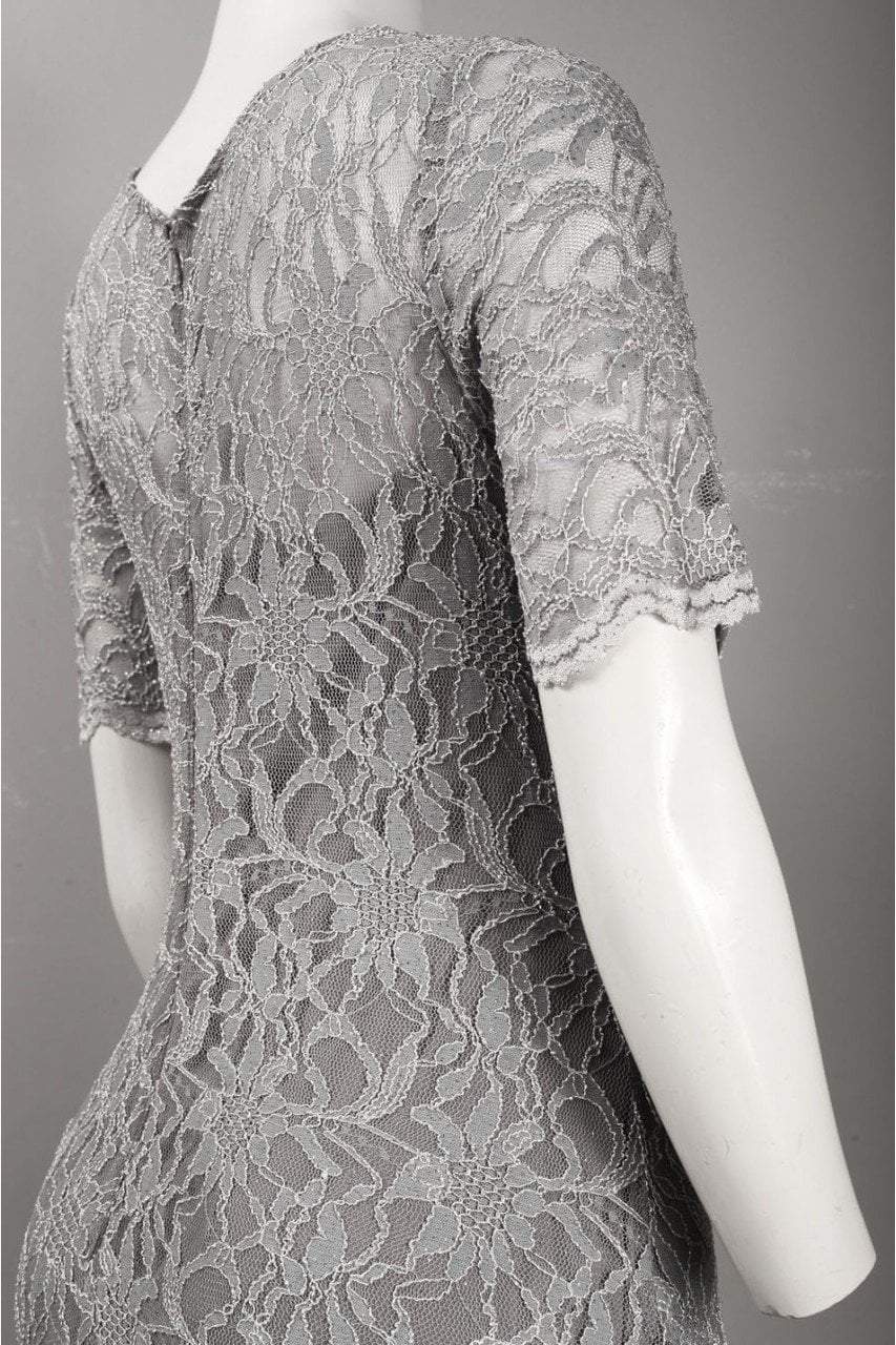 Decode 1.8 - Scalloped Lace Illusion Dress 182415X in Silver