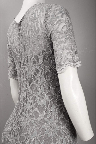 Decode 1.8 - Scalloped Lace Illusion Dress 182415X in Silver