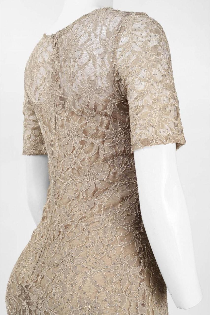 Decode 1.8 - Scalloped Lace Illusion Dress 182415X in Neutral
