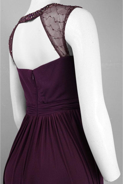 Decode 1.8 - Sparkling Neckline Jersey Mesh Gown 182423 in Purple