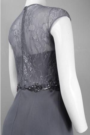 Decode 1.8 - 182532D Embellished Lace Chiffon Dress in Gray