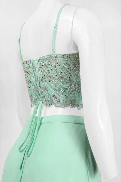 Decode 1.8 - Two-Piece Embellished Halter Neck Dress 182942 in Green