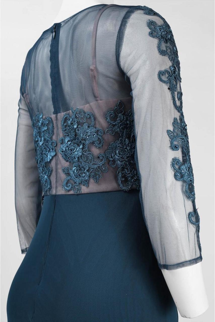 Decode 1.8 - Lace Applique Draped Gown 183186 in Blue