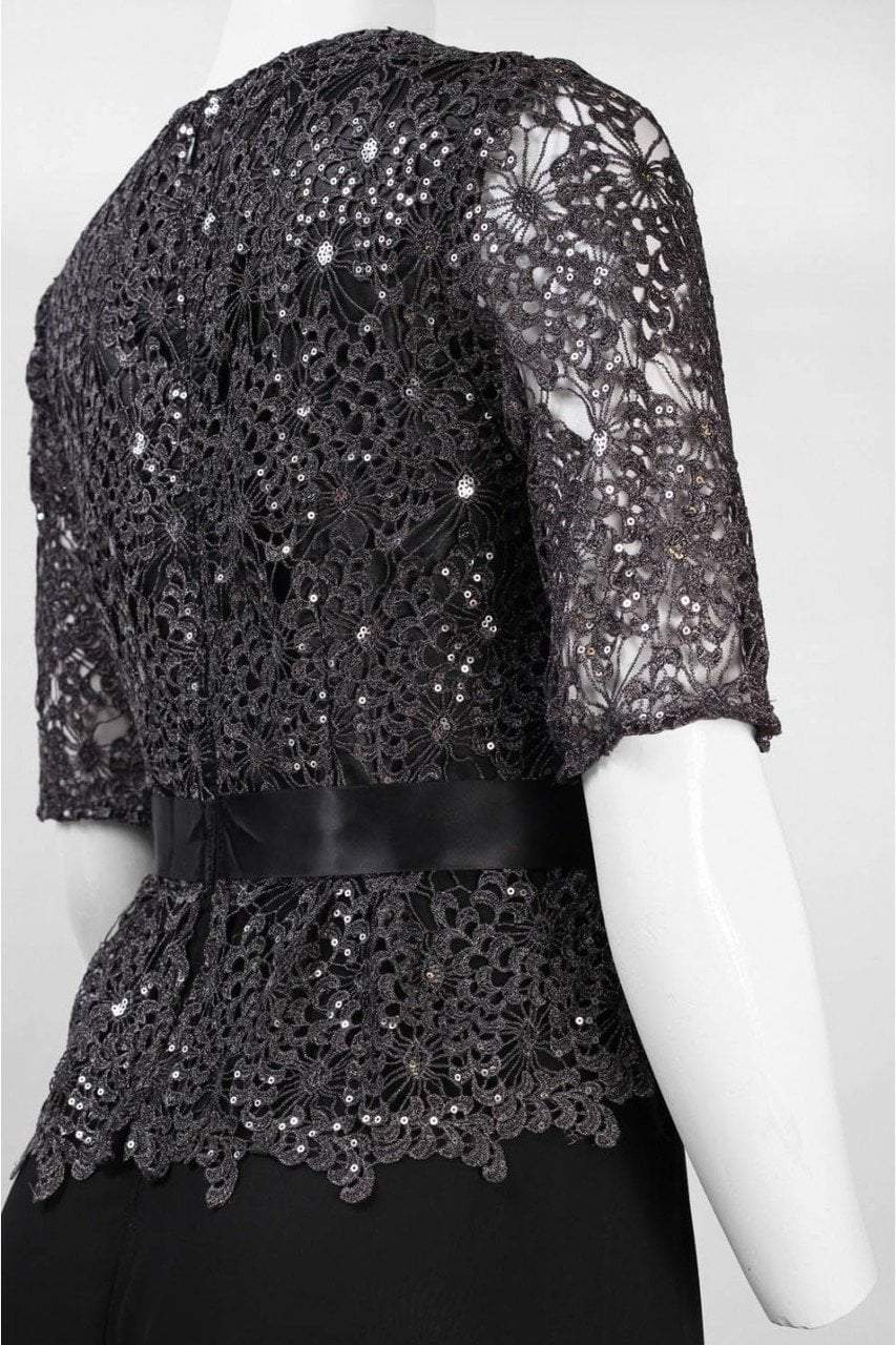 Decode 1.8 - Sequined Queen Anne Dress 183201 in Black and Silver