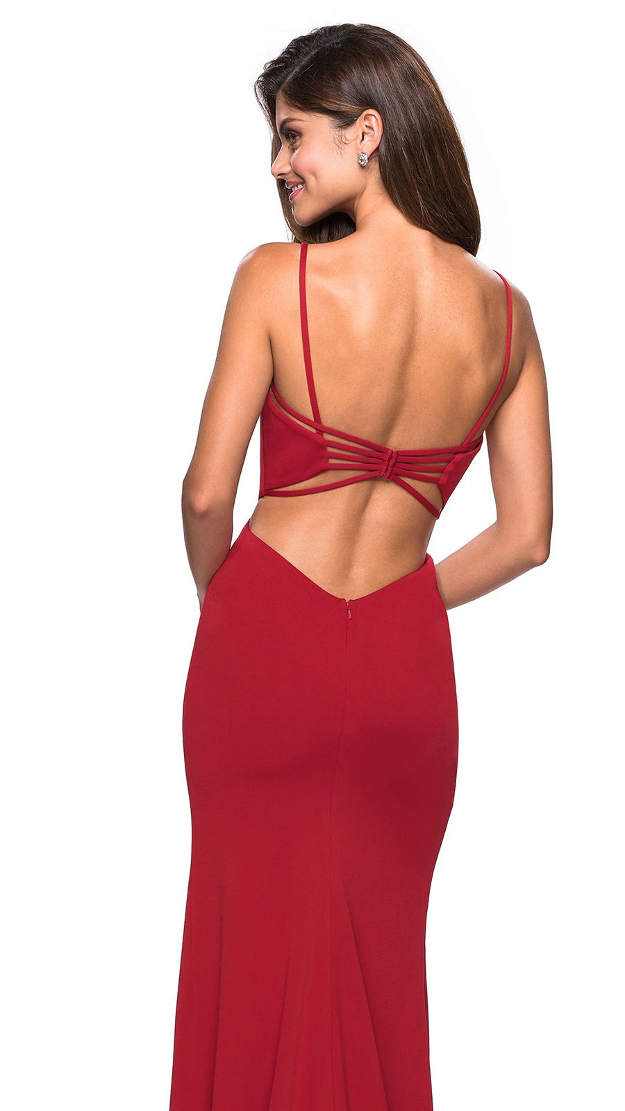 La Femme - 27516SC Stappy Bandeau Detailed High Slit Dress